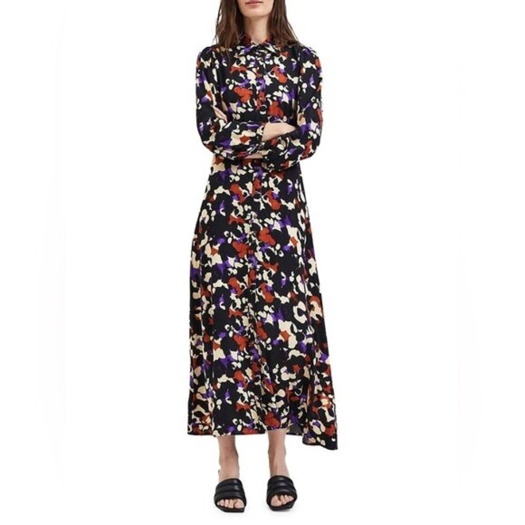 Selected Femme Abstract-Print Maxi Shirtdress Size 42= Size XL - Picture 1 of 12